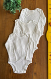 Kit 3 Body Carter's Branco Manga Longa TAM 3 Meses