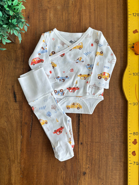 Conjunto Body Algodao Pima Kimono e Calca Punho Bobotcho TAM 0 a 1 Mes 50 cm