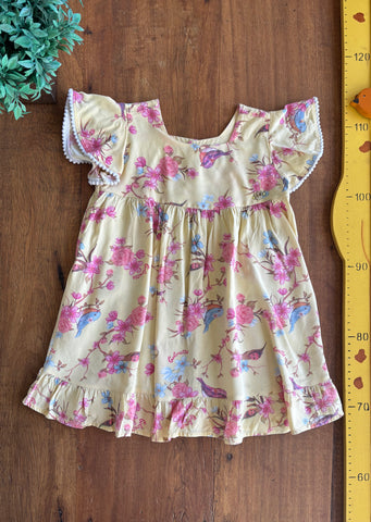Vestido Infantil Colorittá Amarelo Pássaros TAM 1 Ano