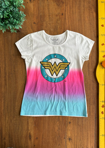 Camiseta Wonder Woman Gliter Mulher Maravilha TAM 9/10 Anos