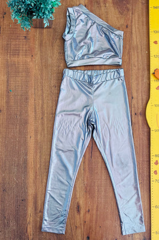 Conjunto Infantil Cropped Metalizado PoliBoleBuu TAM 6 Anos