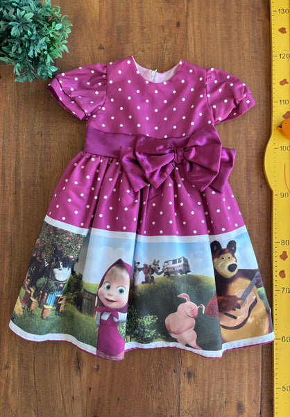 Vestido Masha e o Urso Festa infantil TAM 3 Anos