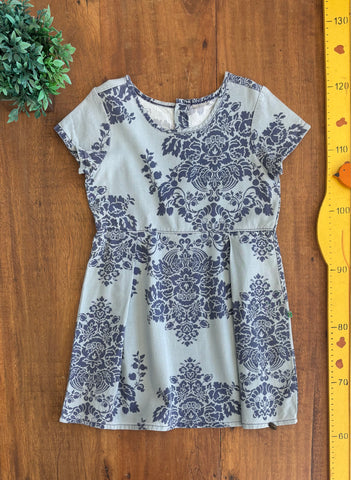 Vestido Infantil PUC Azul Flores TAM 6 Anos