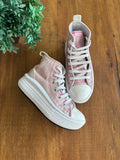 Tênis Infantil Chuck Taylor All Star Move Star Essentials Cano Alto Rosa Gliter TAM 28