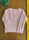 Suéter de Tricot Palomino Infantil Corações Paetês Rosa Usado | TAM 8 Anos