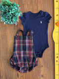 Body Ralph Lauren + Jardineira Xadrez TAM 6 Meses