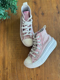 Tênis Infantil Chuck Taylor All Star Move Star Essentials Cano Alto Rosa Gliter TAM 28