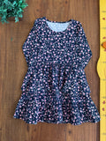 Vestido Azul Marinho Florido TAM 6 Anos