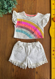 Conjunto Infantil Fuzarka Shorts e Blusa Paetê TAM 5/6 Anos