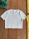 Camiseta Cropped Trico Zara Infantil Creme TAM  13 - 14 Anos
