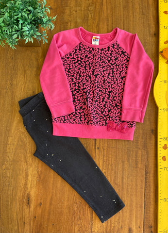 Conjunto Blusa Healthtex e Legging Gliter Yoyo Kids TAM 3 Anos