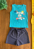 Conjunto Shorts Malha Jeans e Regata Tex TAM 10 Anos