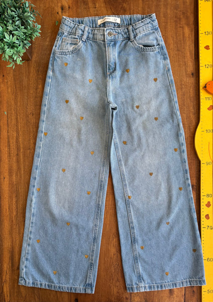 Calça Jeans Wide Leg Infantil Corções  Fuzarka TAM 9/10 Anos Até 140 cm