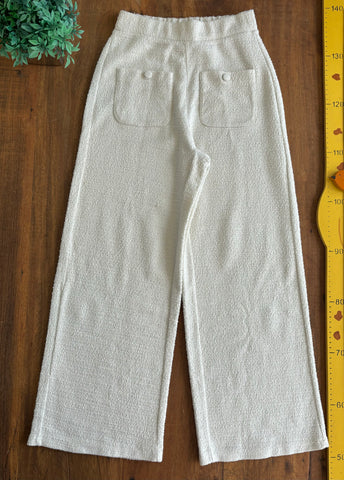 Calça Zara Off White Casual Cós Elástico Bolso Frontal TAM 13-14 Anos 164 cm