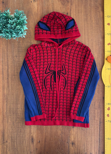 Blusa Tricot Fantasia Com Capuz Homem Aranha Baronesa Tricot TAM 8 Anos