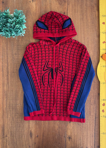Blusa Tricot Fantasia Com Capuz Homem Aranha Baronesa Tricot TAM 8 Anos