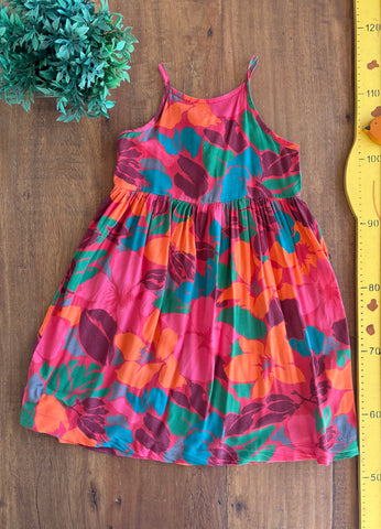 Vestido Infantil Salinas Rosa Estampa TAM 6 Anos