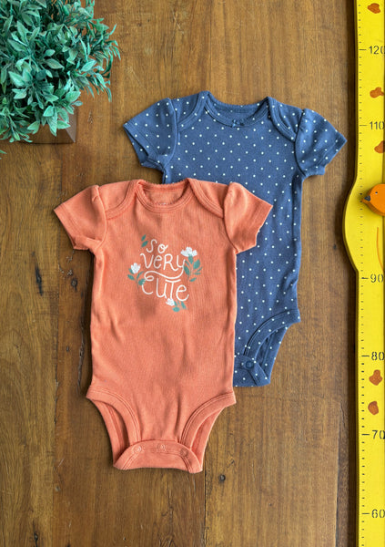 Conjunto Body Carter’s Bebê Poá Flores Novo TAM 3 Meses