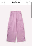 Calça Wide leg Sarja Lilas Breese Perfumaria TAM 14 Anos