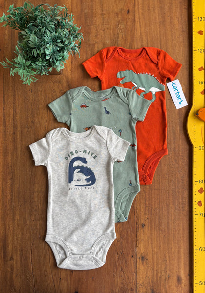 Conjunto Body Carter’s Bebê Novos Dino TAM 6 Meses