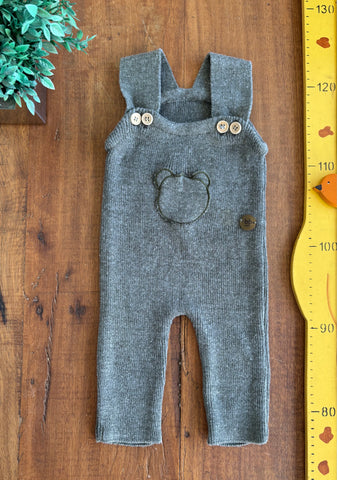 Jardineira Longa Urso - Verde Oliva BB Milk TAM P (1 a 4 Meses)