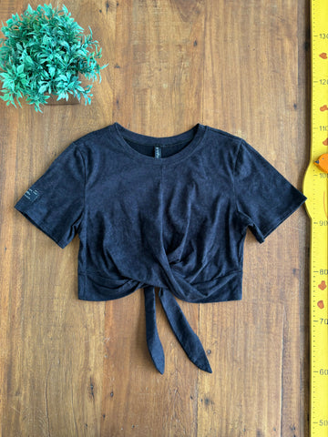 Blusa Cropped Bobbylulu Laço Preta TAM 14 Anos