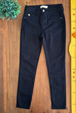 Calça Skinny Feminina Jeans Preta Max Denim Cós Alto Casual TAM 12 Anos