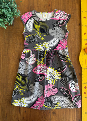 Vestido Infantil Malaquepe Cinza Floral TAM 6 Anos