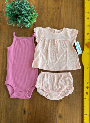 Conjunto Carter's Body Rosa Novo TAM 12 Meses