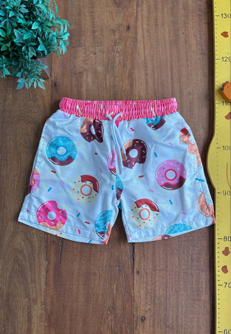 Shorts de Piscina com Cordão Estampa Donuts TAM 3/4 Anos