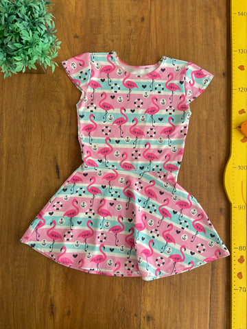 Vestido Infantil Flamingo Tecido Levinho | Usado TAM 4 Anos