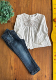 Conjunto Bata Zara Baby e Calça Jeans Opteen Ajuste Interno TAM 2 Anos