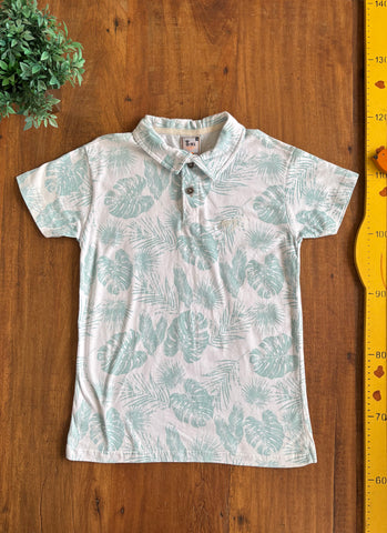 Polo Verde Floral Infantil G-91 TAM 10 Anos