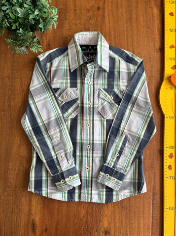 Camisa Infantil Masculina Brooksfield Xadrez Verde e Azul TAM 4 Anos