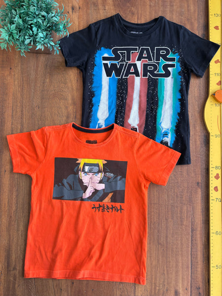 Kit 2 Camisetas Star Wars e Naruto TAM 5-6 Anos
