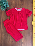 Pijama Infantil Vermelho Poá Bons Sonhos TAM 8 Anos