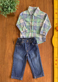 Conjunto Carter's Camisa Xadrez e Calça Jeans TAM 12 Meses 56,90