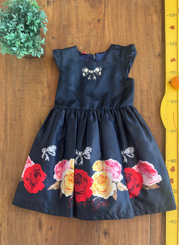 Vestido Gira Baby Infantil Acetinado Aplique TAM 3 Anos