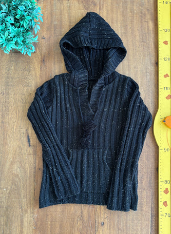 Blusa Trico Gorro Marisa Preta Gliter TAM 8 Anos