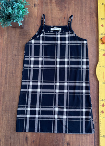 Vestido Infantil Xadrez Alça Fuzarka Preto TAM 11 - 12 Anos 152 cm
