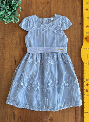 Vestido Momi Infantil Azul Tule Bordado TAM 4 Anos