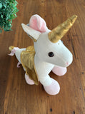 Unicórnio em Pé Pelúcia Dourado Mury Baby TAM 35 cm