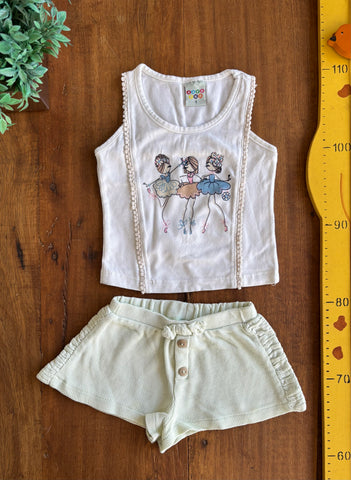 Conjunto Regata Bailarina e Shorts Zara TAM 9 a 12 Meses