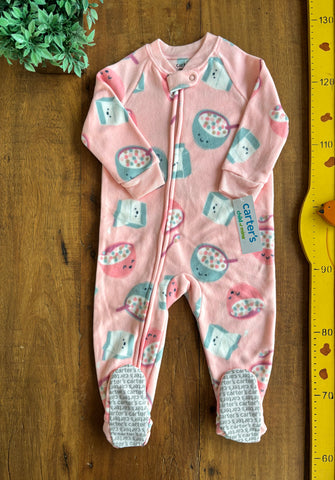 Macacão Fleece Carter’s Novo Infantil Rosa TAM 12 Meses