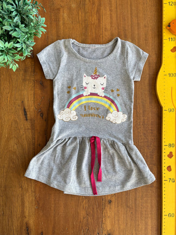Vestido Gatinho Cinza TAM 1 Ano