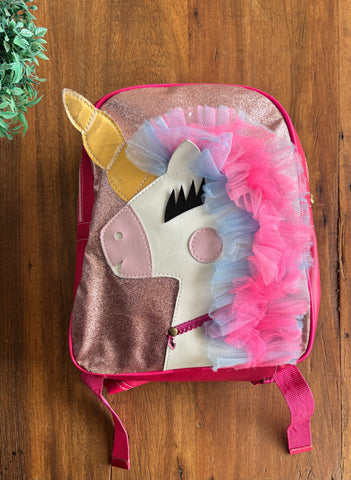 Mochila Unicórnio Tule Zíper TAM 30 X 26 cm