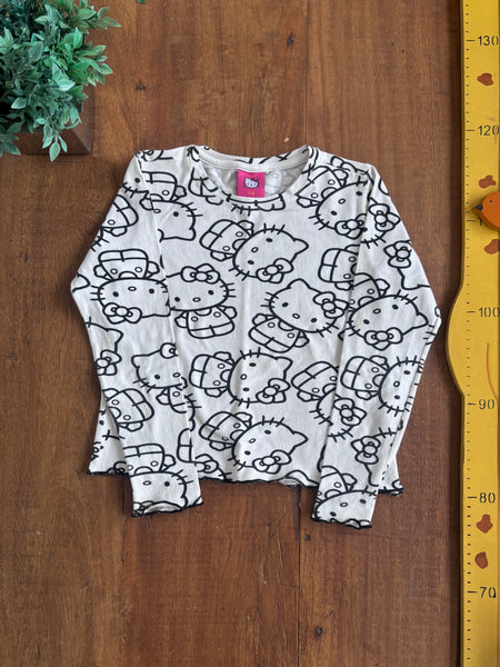 Blusa Infantil Hello Kitty Manga Longa TAM 7/8 Anos