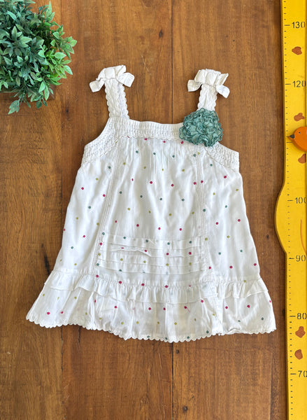 Bata Infantil Branca Bordada Monsoon TAM 7-8 Anos