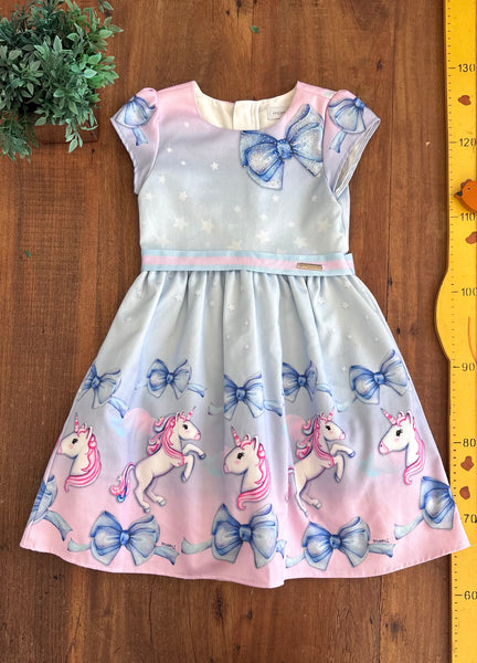 Vestido Infantil Momi Unicórnios TAM 6 Anos