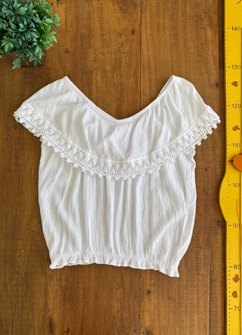 Blusa Ciganinha de Renda Branca TAM 9-10 Anos